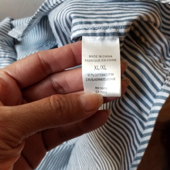 Theory ZACK Ulster button down long sleeve shirt gray striped XL - Picture 6 of 8